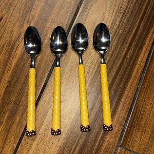 Oneida Ice Cream Spoon Set of 4 Flatware with Waffle Cone Handle Vintage